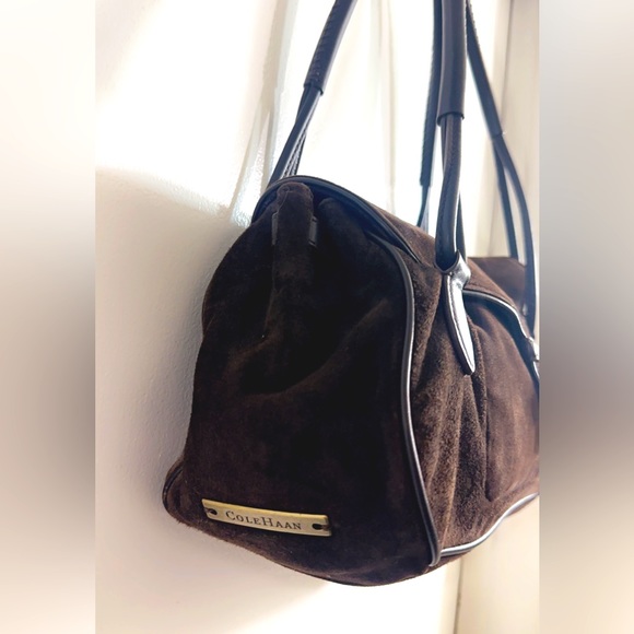 Cole Haan brown Suede Bag, 13” X 6” Blue interior, easy to clean!! Excellent bag - Picture 2 of 10